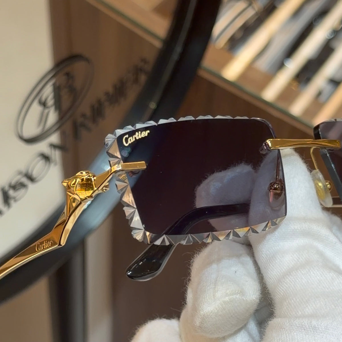 Cartier Panthère CT0120O Diamond cut Ice-land Verre Bleu photochromic